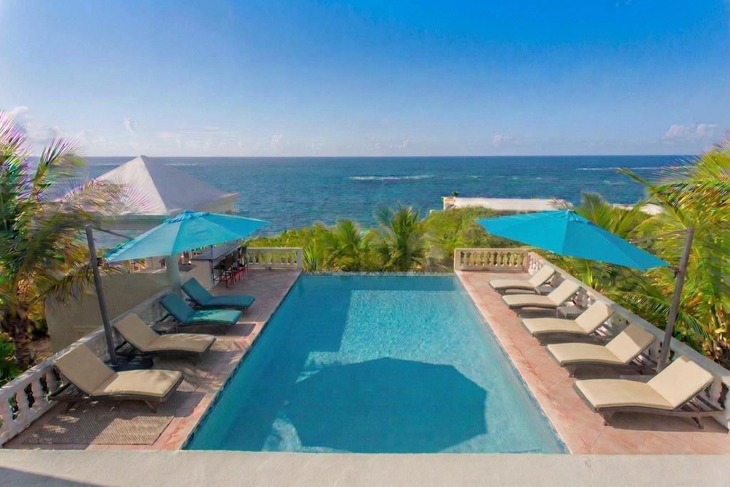 Ocean view from the infinity pool deck at Villa Amaaj